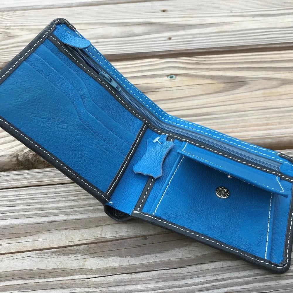 Supreme Leather Wallet Blue/Black Men Card Holder